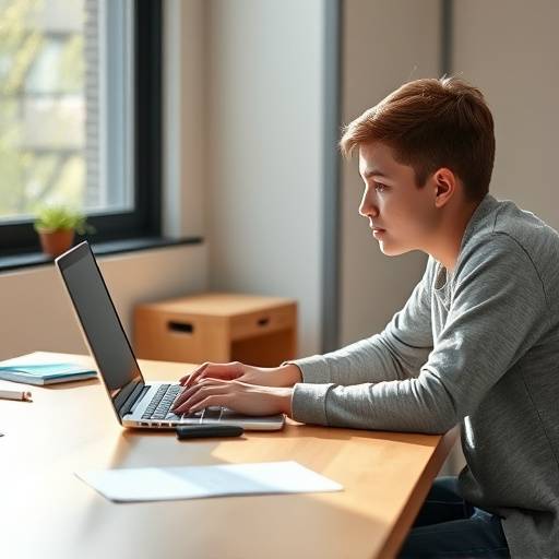 Student submitting their application on a laptop
