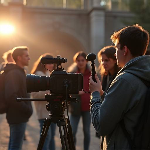 Students filming a scene